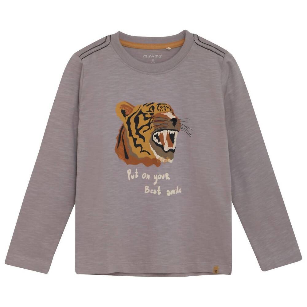 NEW MINYMO boy's tiger long sleeve t-shirt in cloudburst